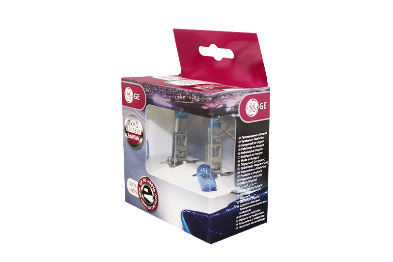 Лампа автомобильная H1 12V- 55W (P14,5s) Megalight Ultra +90 (набор) (GE) фотография №3