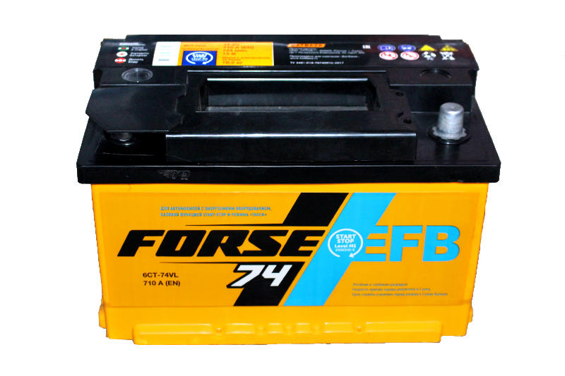 Аккумуляторная батарея FORSE EFB 6СТ74 низкая 710 А фотография №1