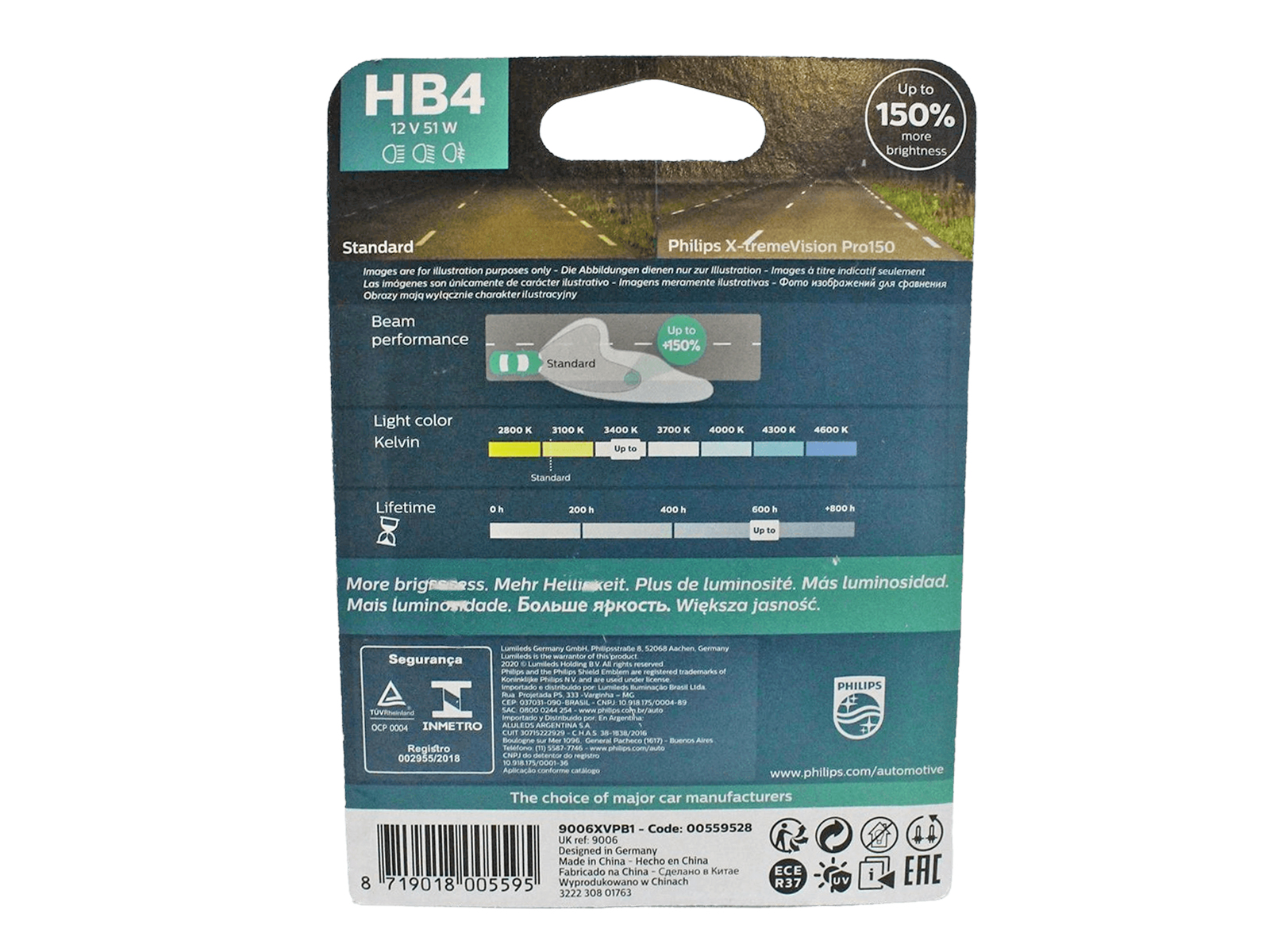 Лампа 12Vx51W HB4 PHILIPS  X-treme Vision Pro150 фотография №2