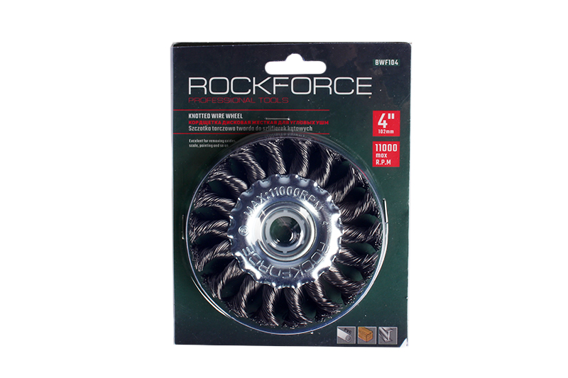 Кордщетка дисковая ROCKFORCE стальная витая для УШМ 100мм фотография №1