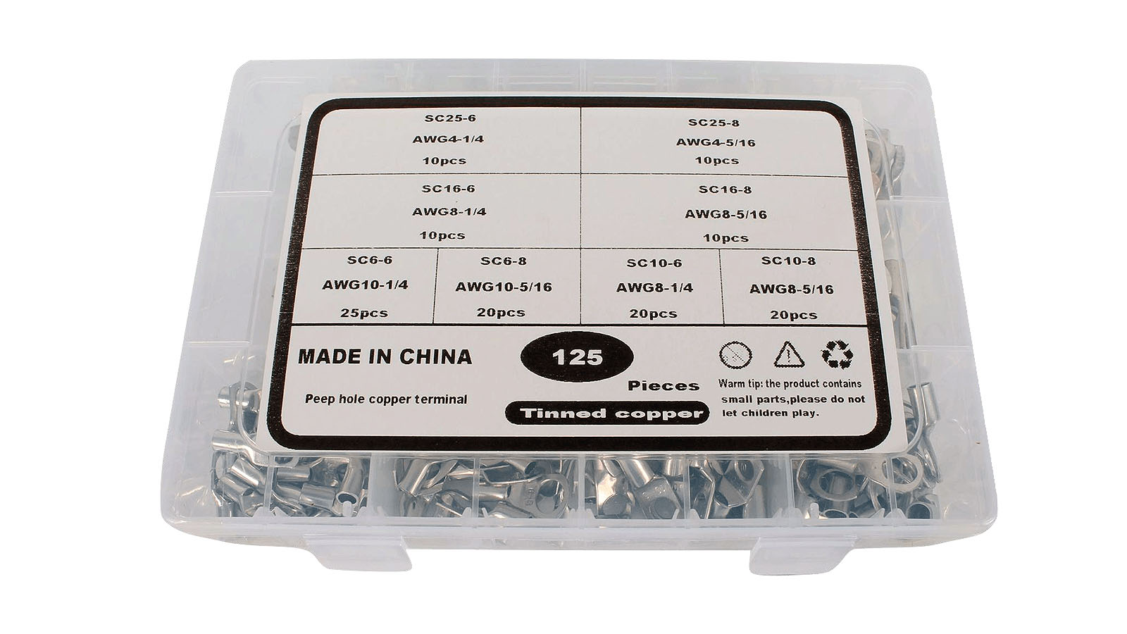 Набор клемм обжимных под болт 125 предметов ANROKEY фотография №4