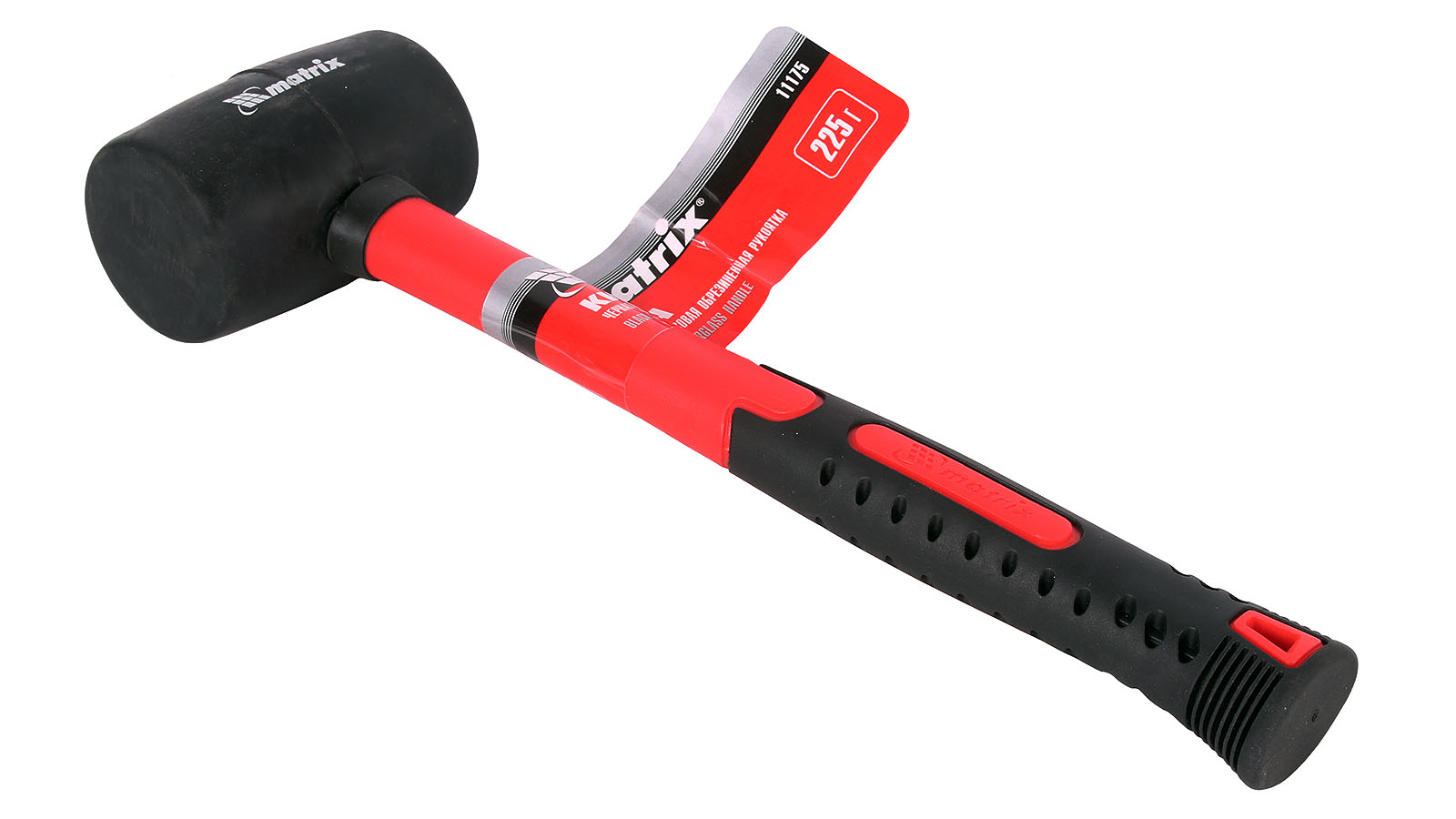 Киянка резиновая MATRIX 225 гр черная с фиберглассовой ручкой фотография №4