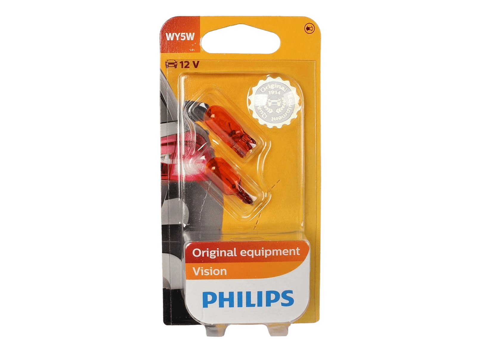 Лампа WY5W 12V PHILIPS P-12396-2бл желтая блистер комплект фотография №1