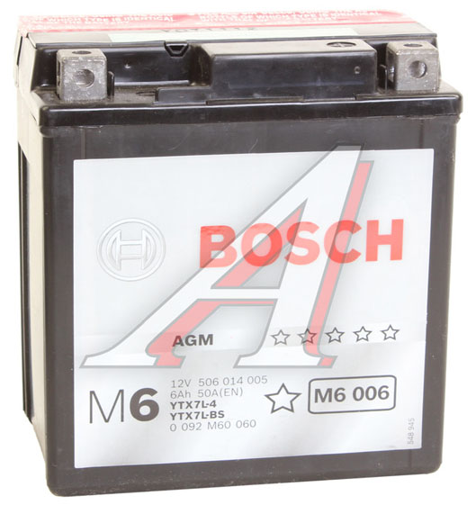 Аккумуляторная батарея BOSCH M6006 YTX7L-BS 6СТ6 * 506 014 005 фотография №1