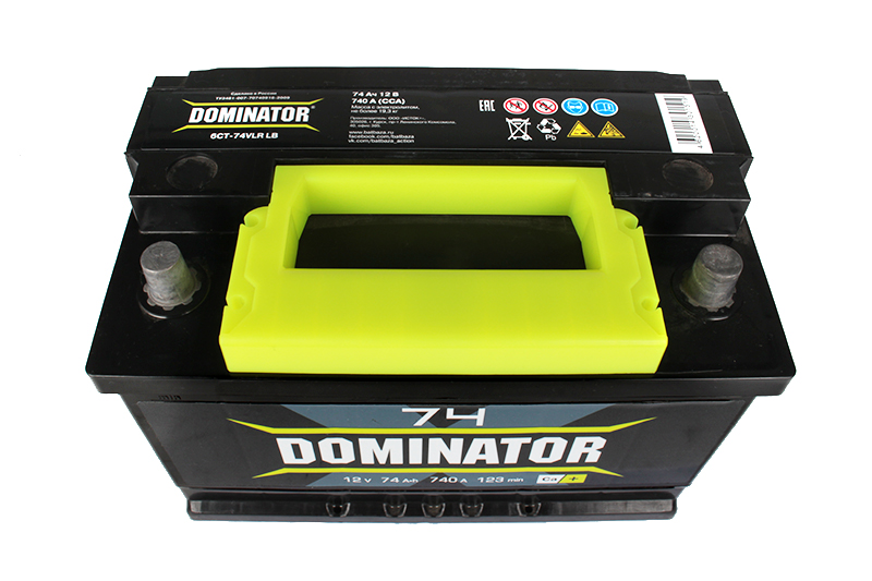 Аккумуляторная батарея DOMINATOR 6СТ74 обратная низкая LB3//1100 Б фотография №2