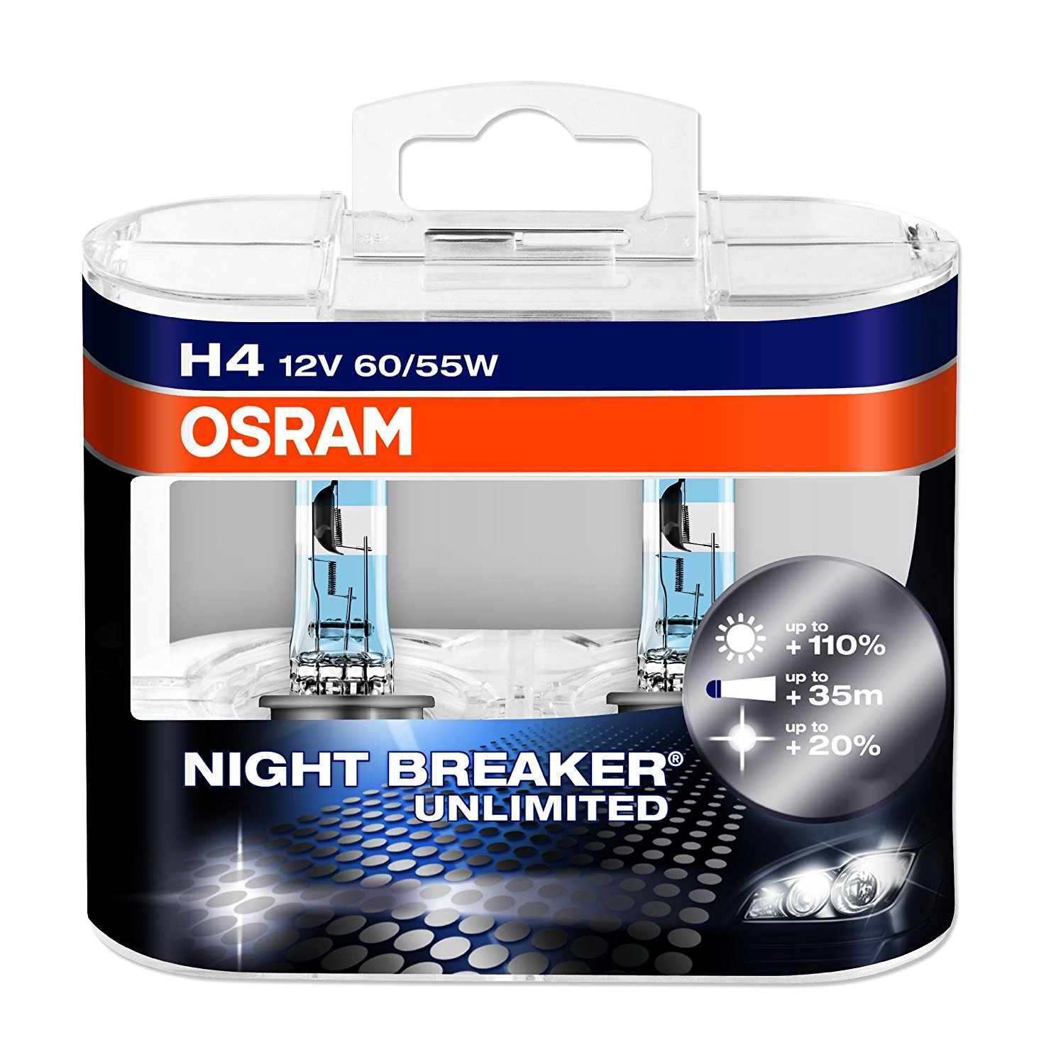 Лампа 12Vx60/55W H4 OSRAM NIGHT BREAKER UNLIM 2шт фотография №2