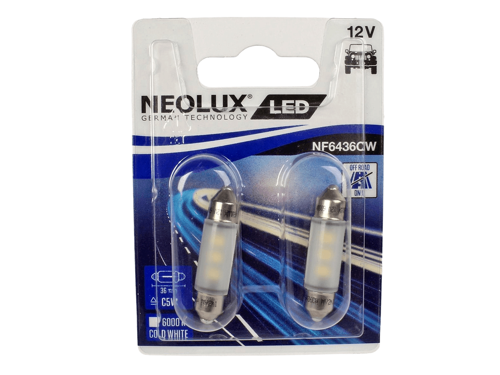 Лампа 12V C5W NEOLUX NL-6436CW-2бл 6000K фотография №1