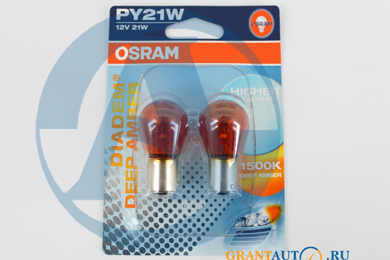 Лампа 12VxPY21W OSRAM DIADEM DEEP AMPER блистер комплект O-7507 DPA 2бл фотография №1