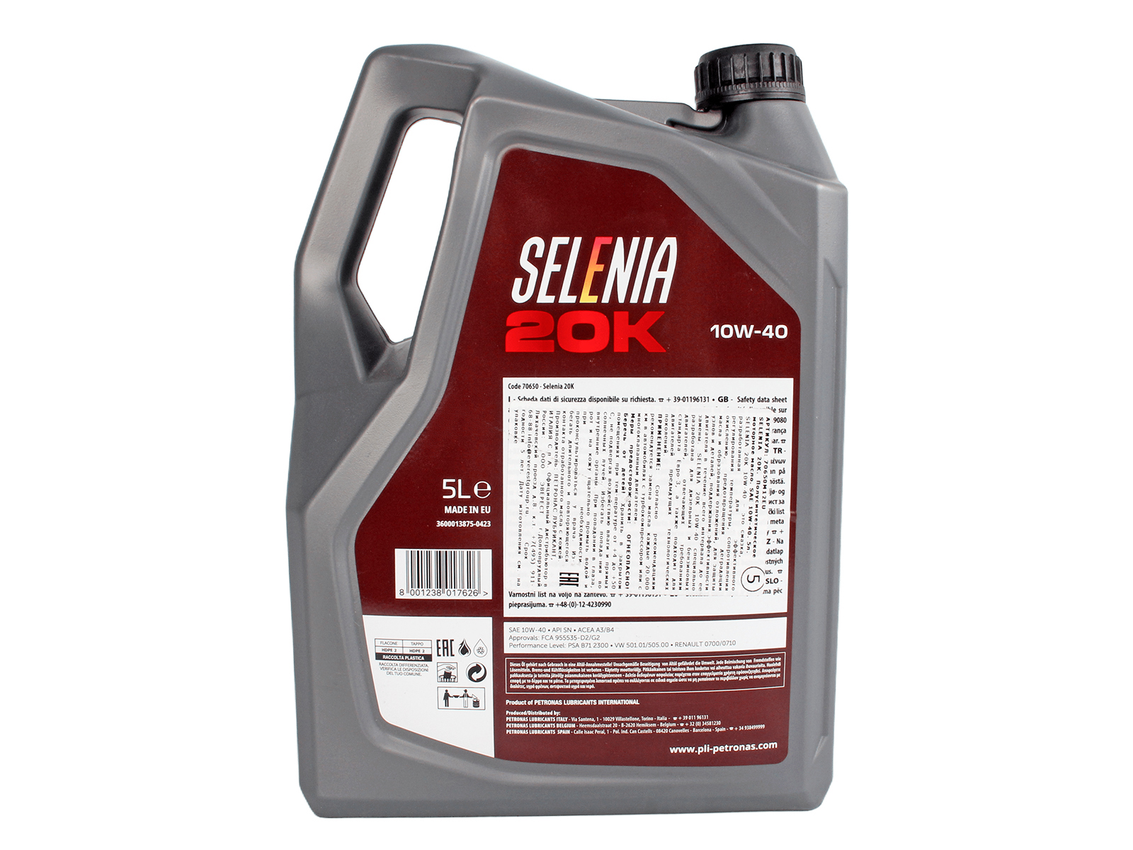 Масло моторное SELENIA 20 K полусинтетическое 10W40 5л фотография №3