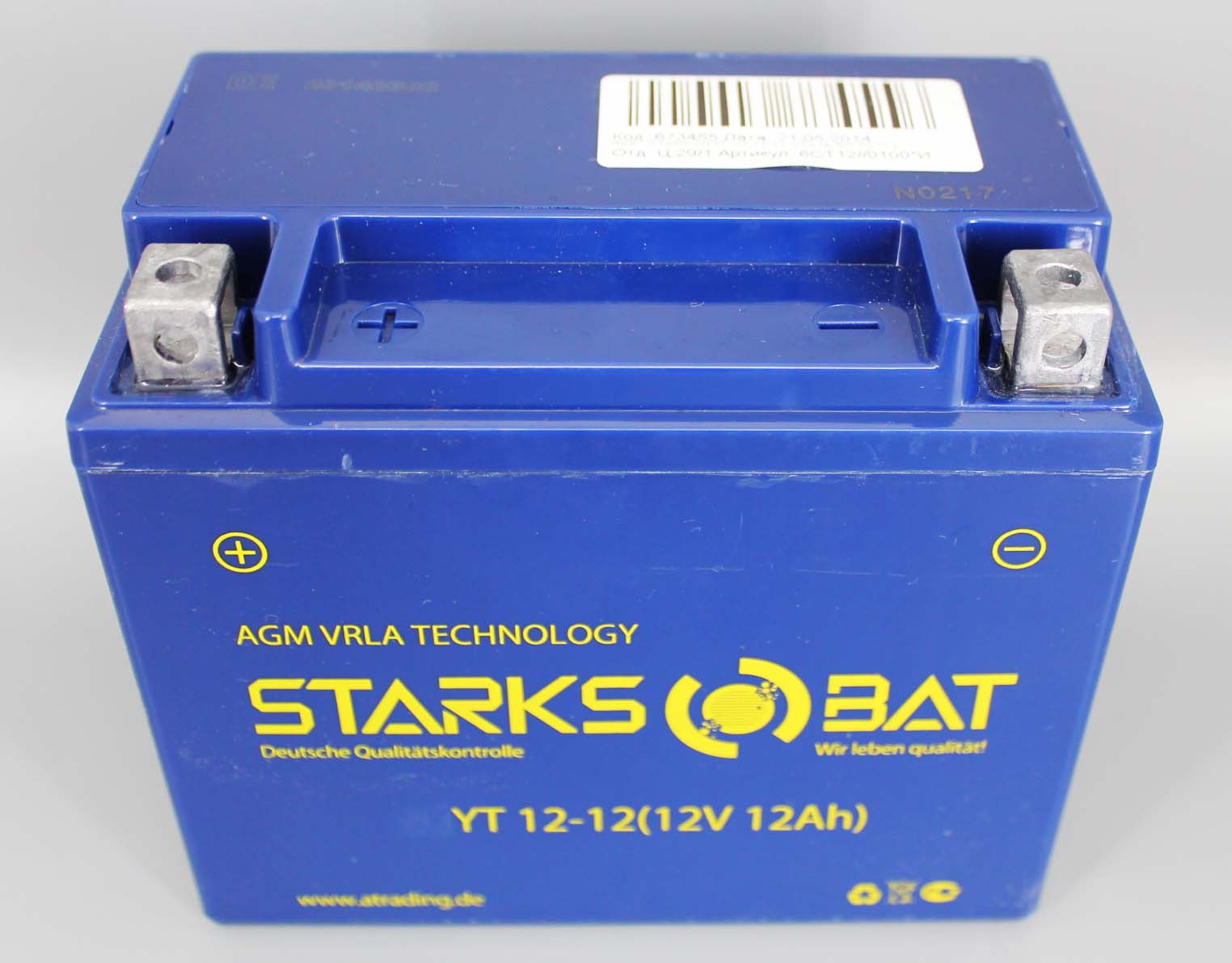 Аккумуляторная батарея STARKSBAT YT 12-12 YTX14-BS 6СТ12 фотография №3