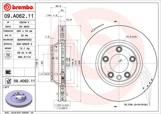 Диск тормозной BREMBO 09.A062.11 комплект фотография №1