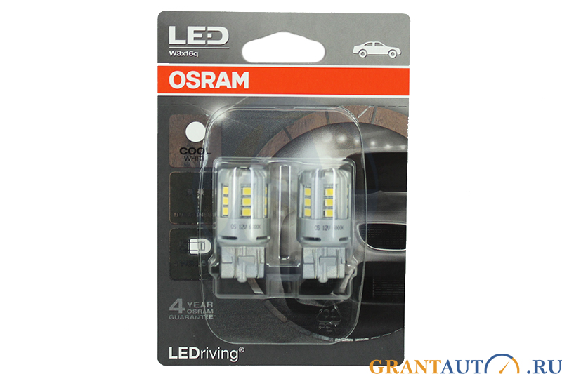 Лампа 12VxW21/5W LED STANDART COOL WHITE 6000K OSRAM комплект фотография №1