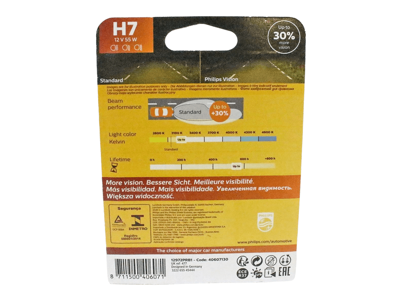 Лампа 12Vx55W H7 PHILIPS PREMIUM +30% блистер фотография №2