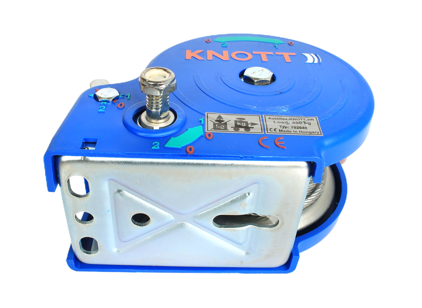 Лебедка прицепа KNOTT 450кг с тросом крюком пластиковый корпус 6X0017.207 фотография №4
