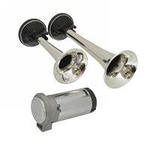 Сигнал звуковой HN-02C воздушный 2-х рожковый хром 12В HN-02C фотография №1