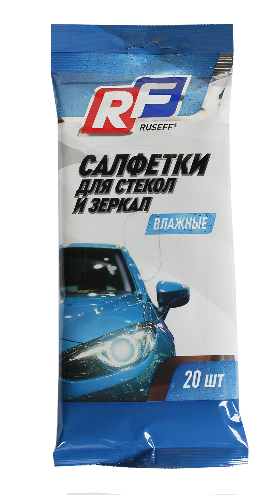 Салфетки влажные для стекол и зеркал 20 штук RUSEFF фотография №1