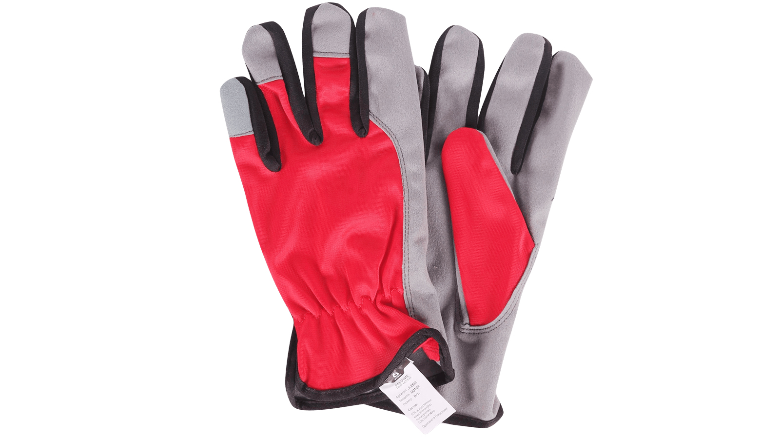 Рабочие перчатки Jeta Safety трикотажные, ладонь из искусственной кожи, цвет красный/серый JLE621 9/L 1 пара фотография №1