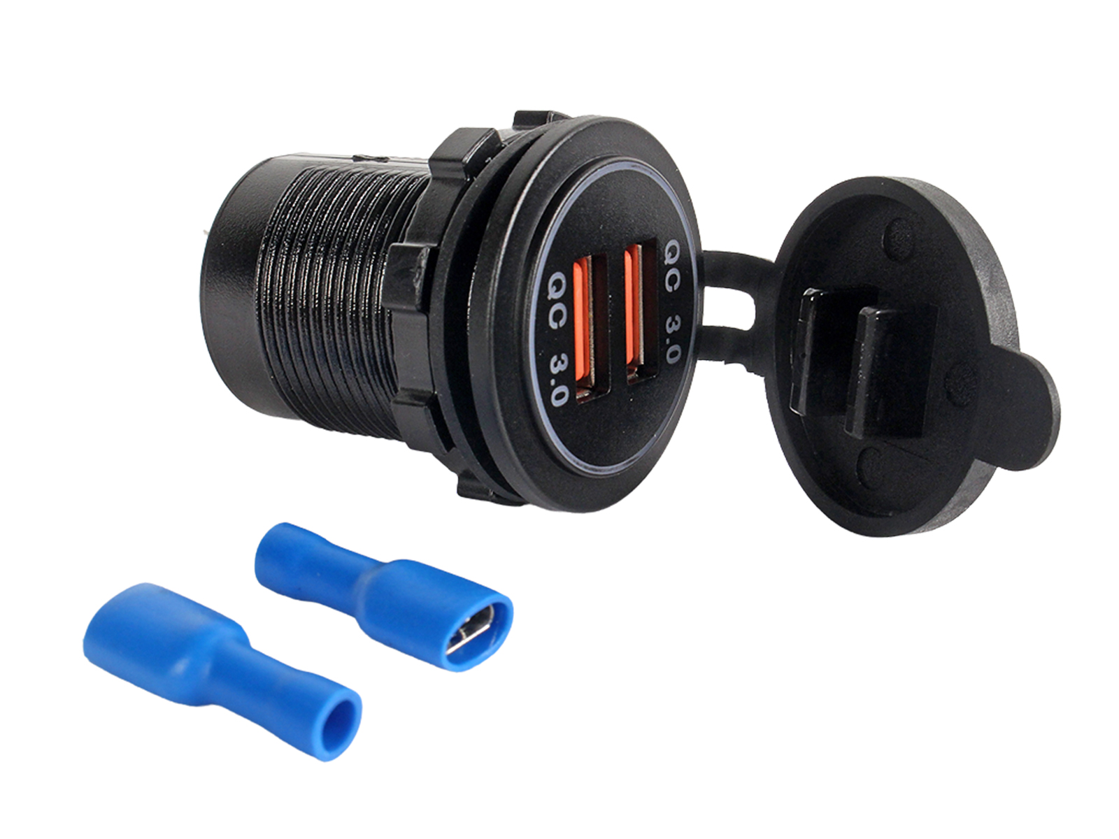 Гнездо прикуривателя с подсветкой под 2 USB 3.0A 12-24V фотография №1