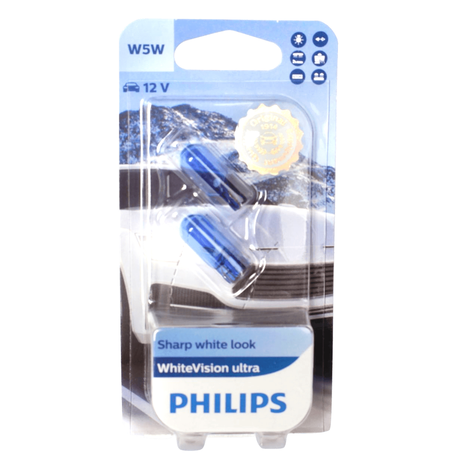 Лампа 12Vx5W PHILIPS WHITE VISION ULTRA бесцокольная блистер 2шт комплект фотография №1