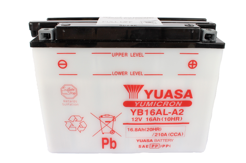 Мотоаккумулятор YUASA YB16AL-A2 с электролитом фотография №3