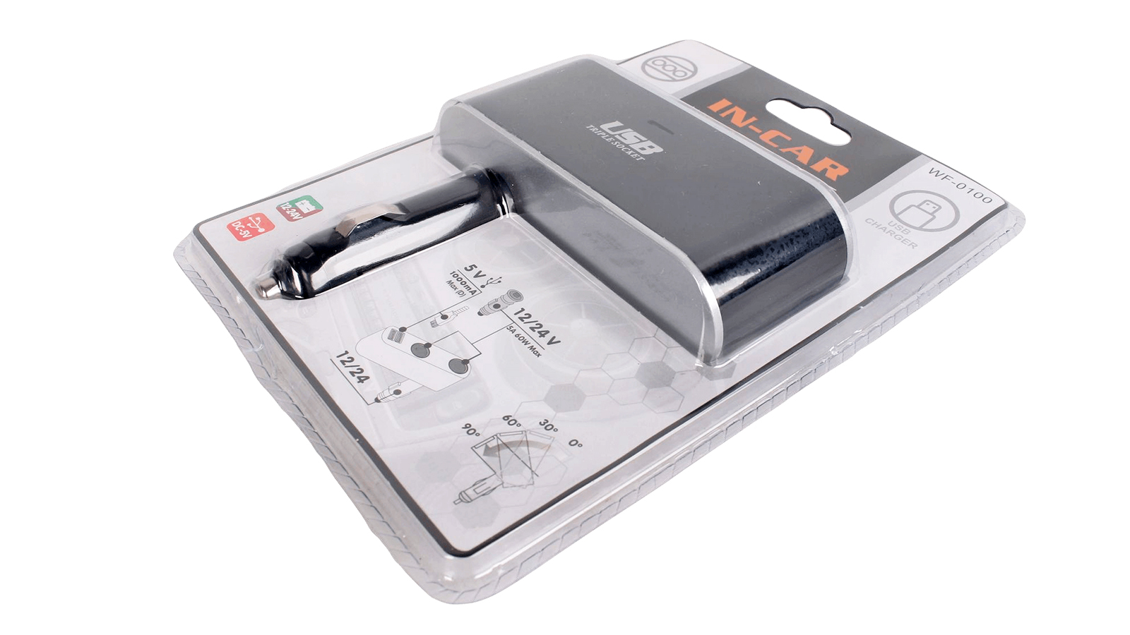 Разветвитель прикуривателя 3 гнезда +1 USB 12/24В фотография №2