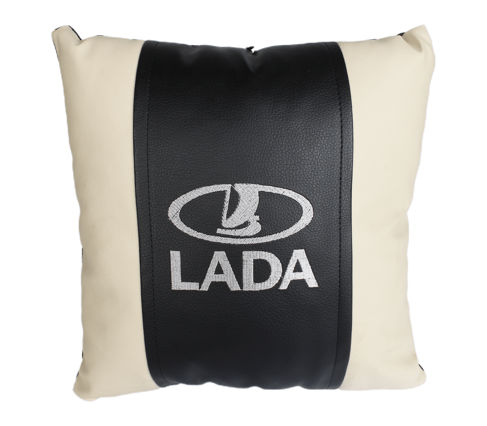 Подушка для сна с бежевыми ставками с логотипом Лада фотография №1