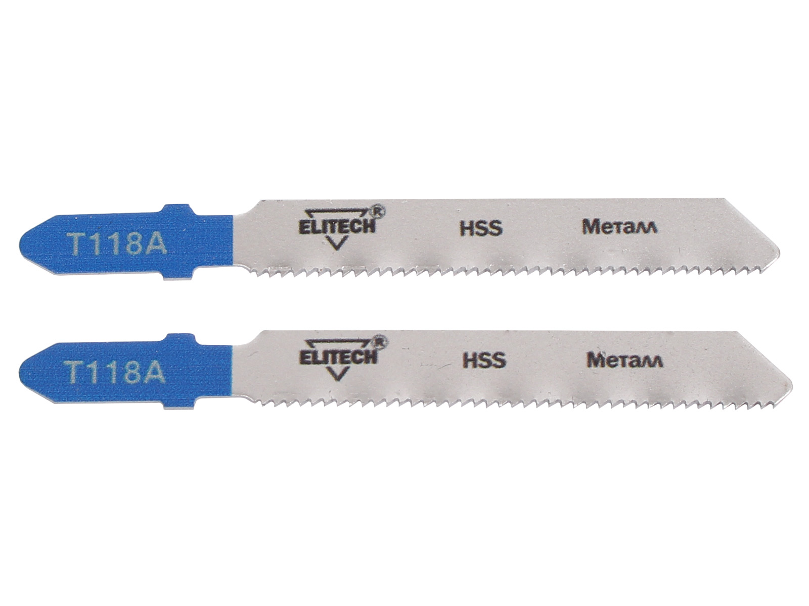 Пилки для лобзика ELITECH 2 штуки HSS 50мм металл чистый пропил T118A фотография №1