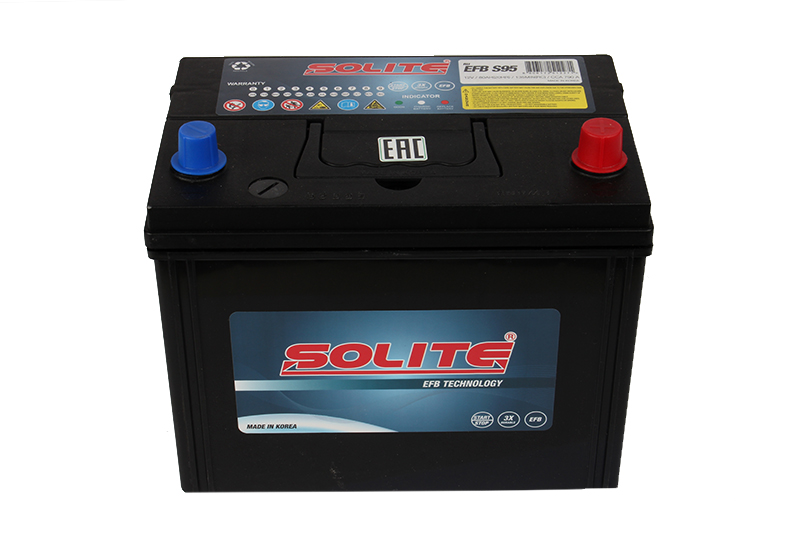 Аккумуляторная батарея SOLITE EFB S95 6СТ80 asia обратная фотография №2