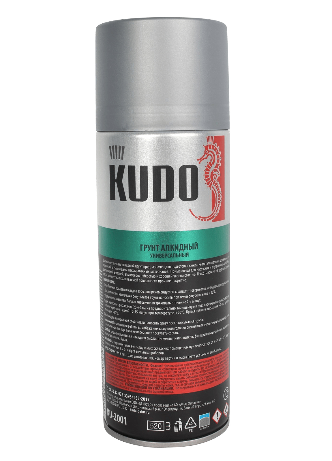 Грунт алкидный серый 520мл KUDO фотография №3