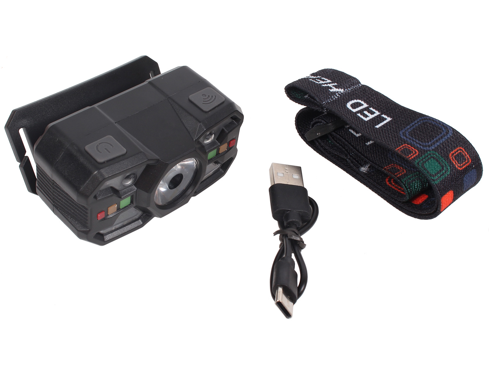 Фонарь налобный светодиодный АКБ USB 5839-3 фотография №4