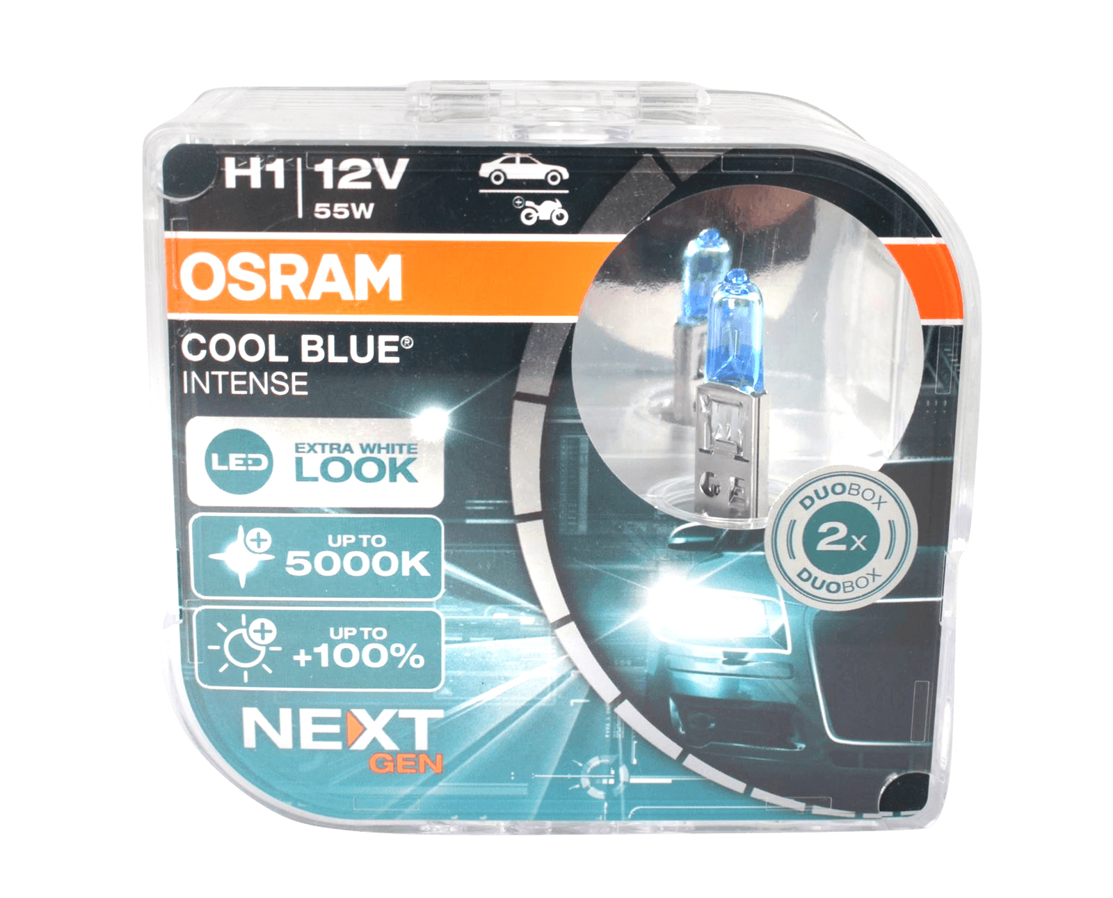 Набор ламп 12Vx55W H1 OSRAM COOL BLUE INTENSE (NextGen) 2 шт комплект O-64150 CBN2 EURO фотография №1