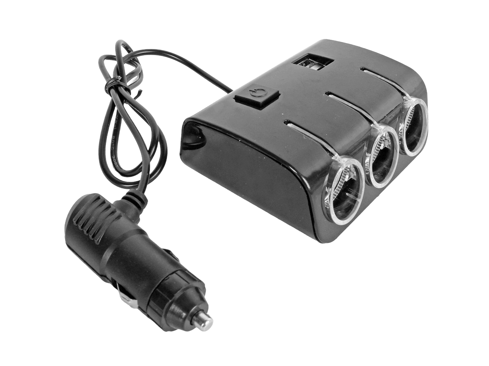 Разветвитель 3 гнезда 2 USB, черный c подсветкой фотография №3