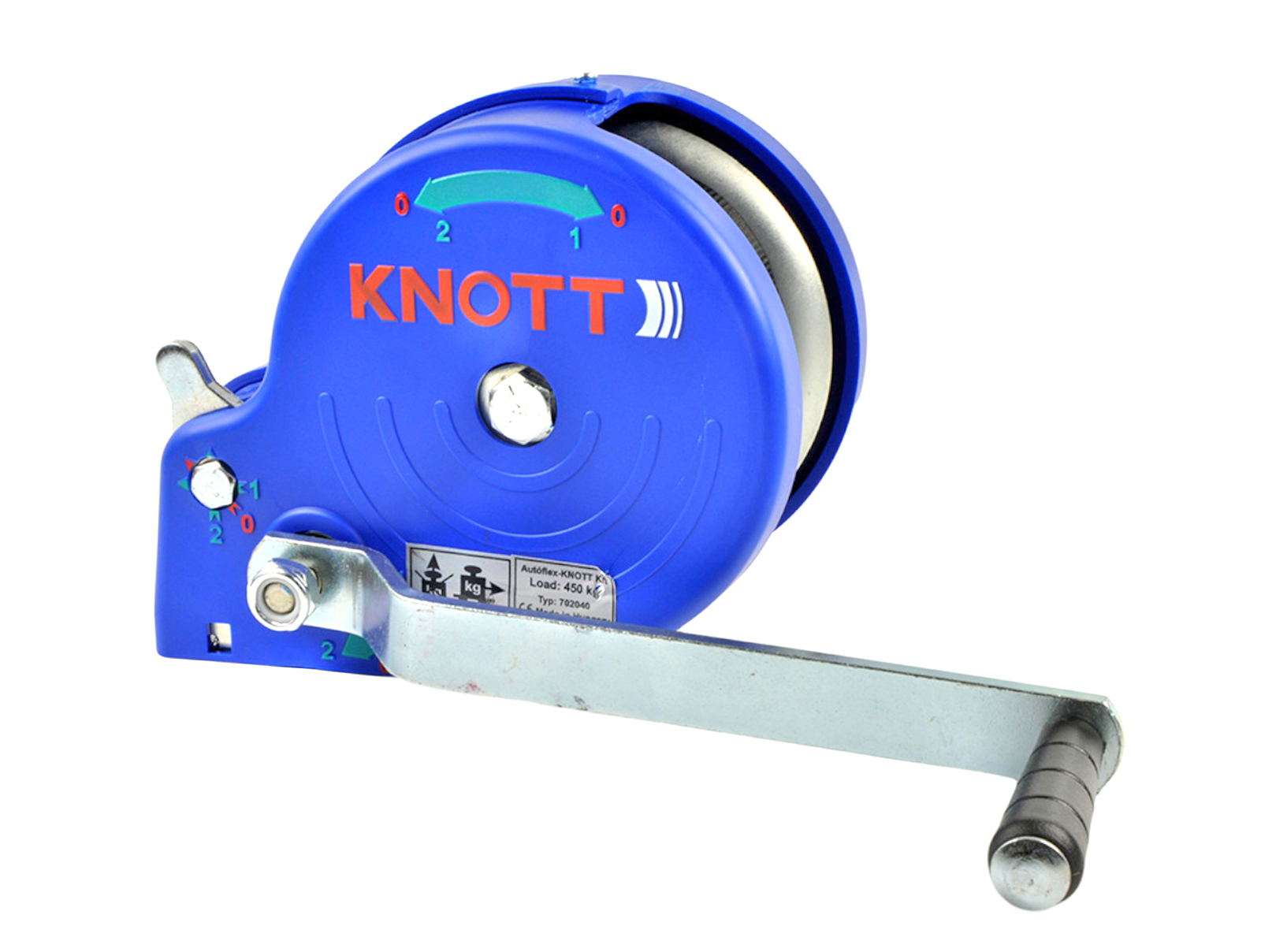 Лебедка прицепа KNOTT 450кг с тросом крюком пластиковый корпус 6X0017.207 фотография №1