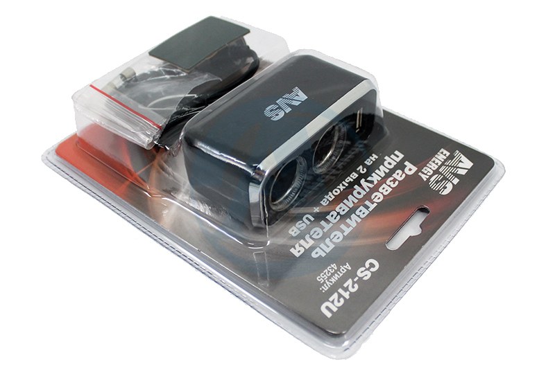 Разветвитель прикуривателя AVS 12В/24В на 2 выхода и USB CS212U со светодиодной подсветкой фотография №2