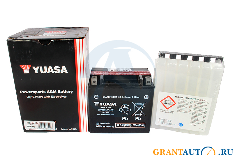 Мотоаккумулятор YUASA YTX14L-BS фотография №1