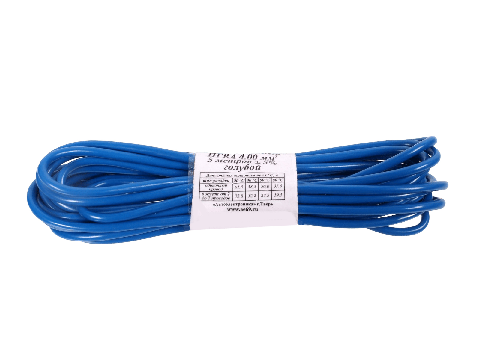 Провод автомобильный монтажный ПГВА 5м S-4.00мм синий фотография №2