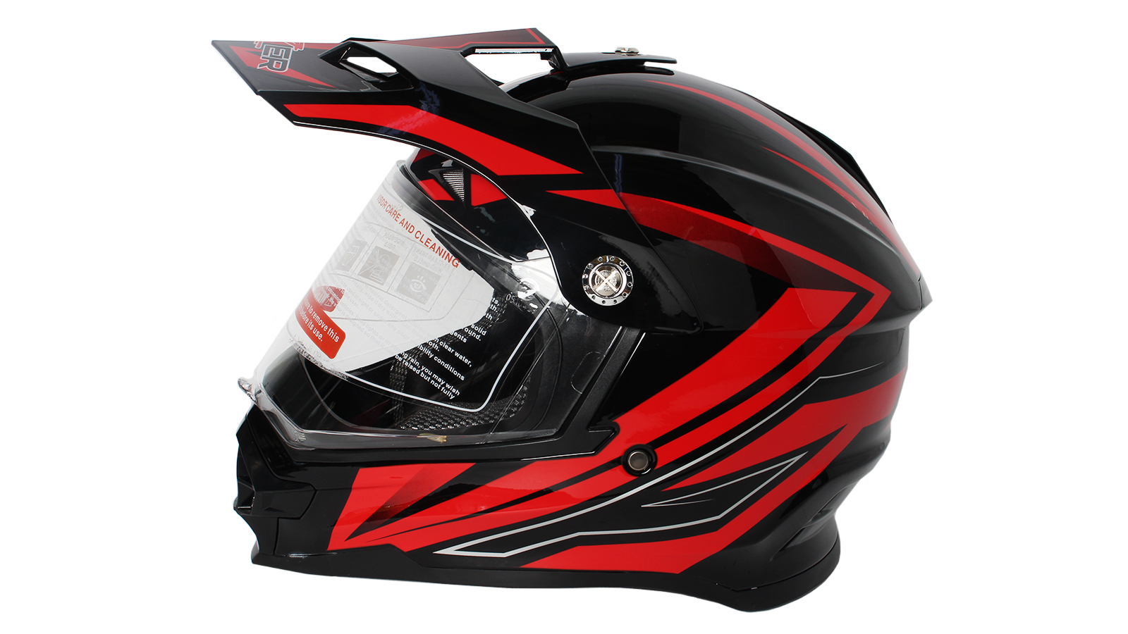 Шлем мото мотард HIZER B6196-1-4 black/red (S) фотография №2