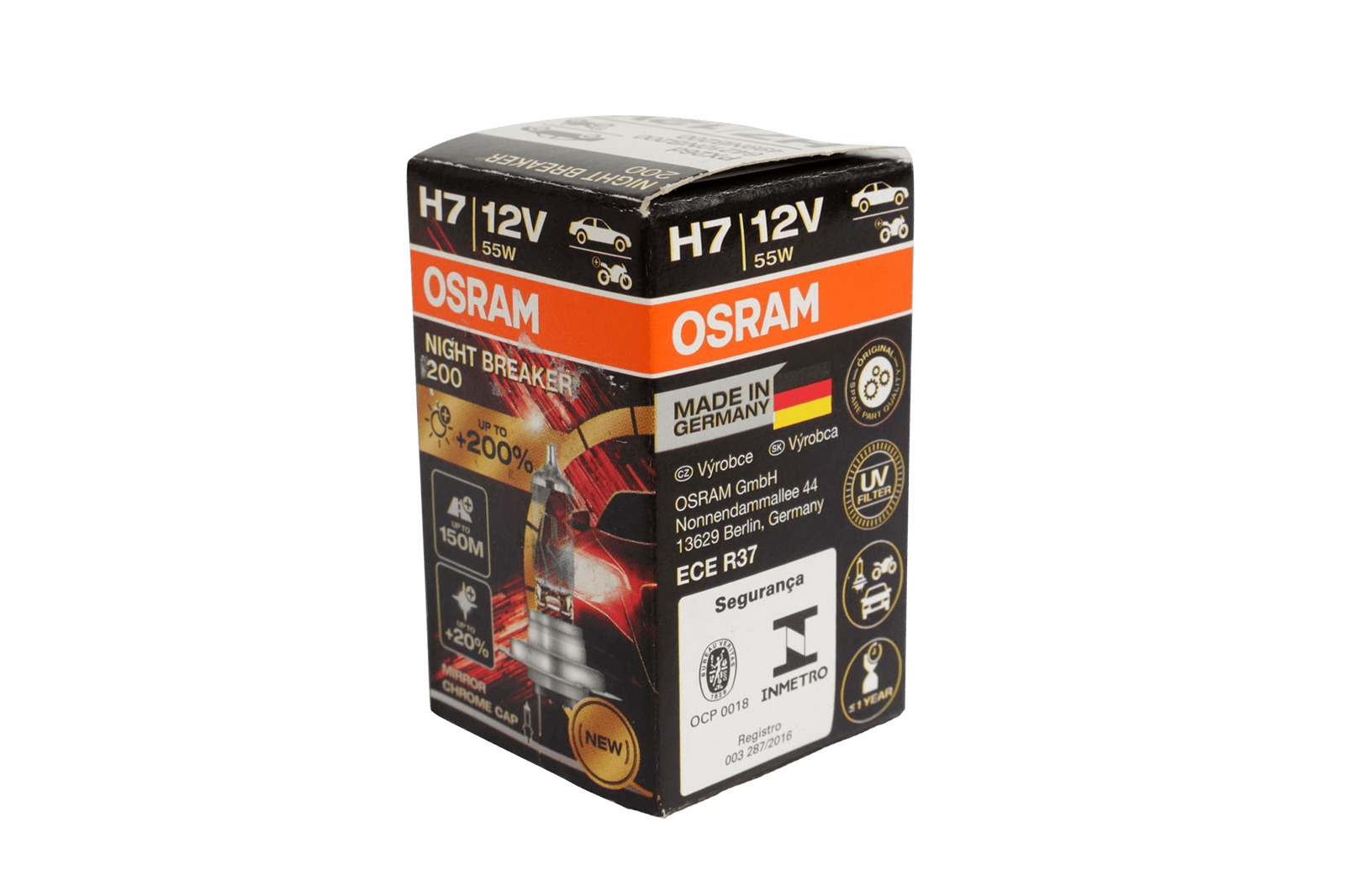 Лампа 12Vx55W H7 OSRAM PX26D+200 NIGHT BREAKER 1шт фотография №4