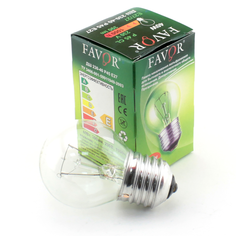Лампа FAVOR P45 40W E27 Cl фотография №1