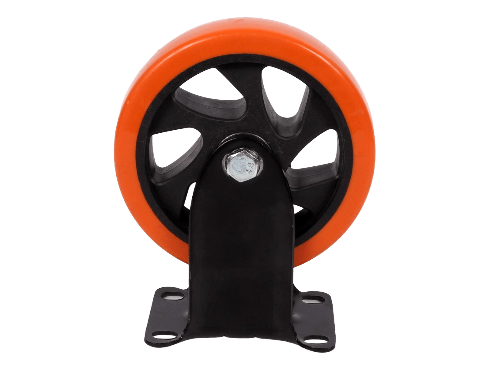 Колесо оранжевая резина 125мм неповоротное фотография №1