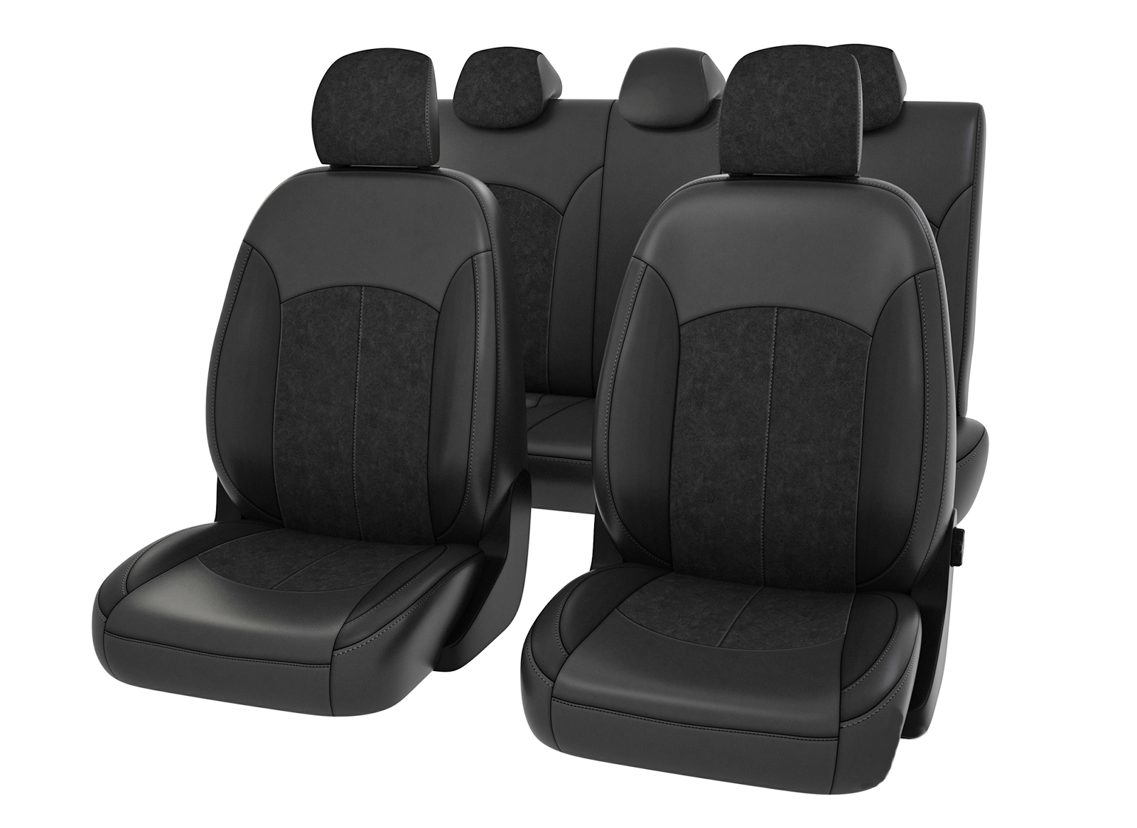 Чехлы  Hyundai Solaris II 2017-> Sd Comf/Prest черная экокожа + черная алькантара Оригинал фотография №1