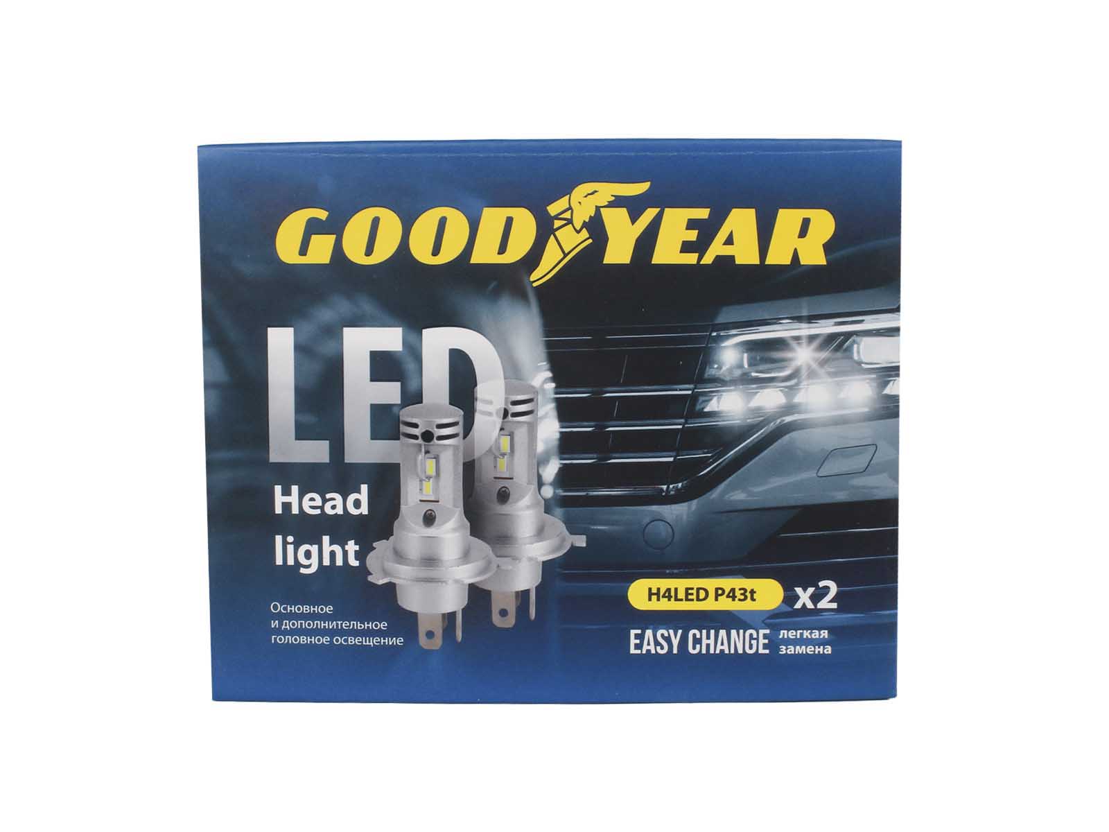 Лампа Goodyear 12-24V H4 диодная 2шт комплект GY014001 фотография №5