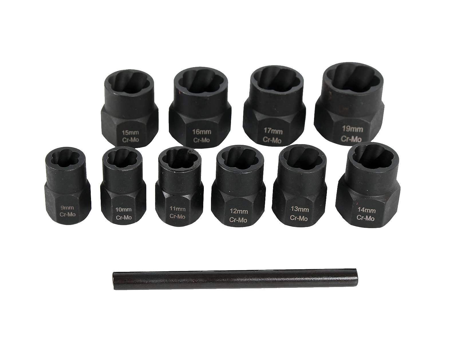 Набор головок ЭВРИКА для поврежденных болтов и гаек 3/8 11 предметов 9-19мм в кейсе фотография №1