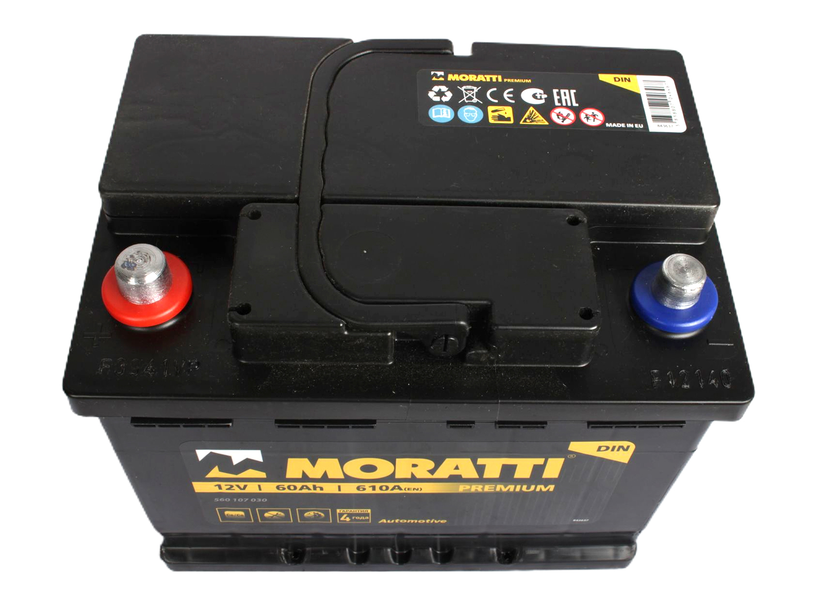 Аккумуляторная батарея MORATTI 6СТ60 12В 60А/ч 600А обратная фотография №2