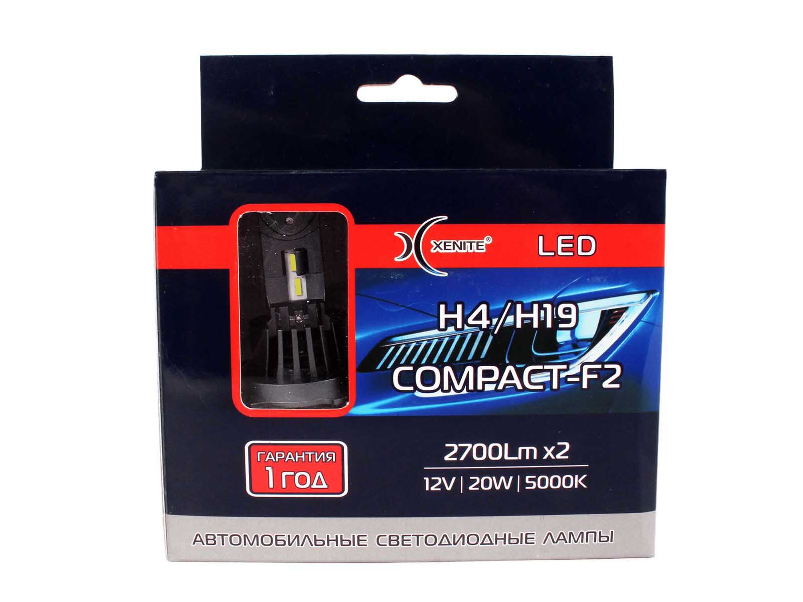 Лампа XENITE COMPACT-F2 H4/H19 12V 20W 2700Lm 5000K диодная 2 штуки комплект 1009693 фотография №4