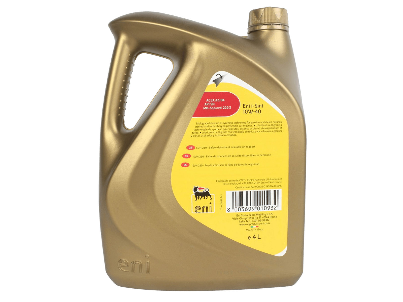Масло моторное ENI I-SINT 10W40 4л фотография №2