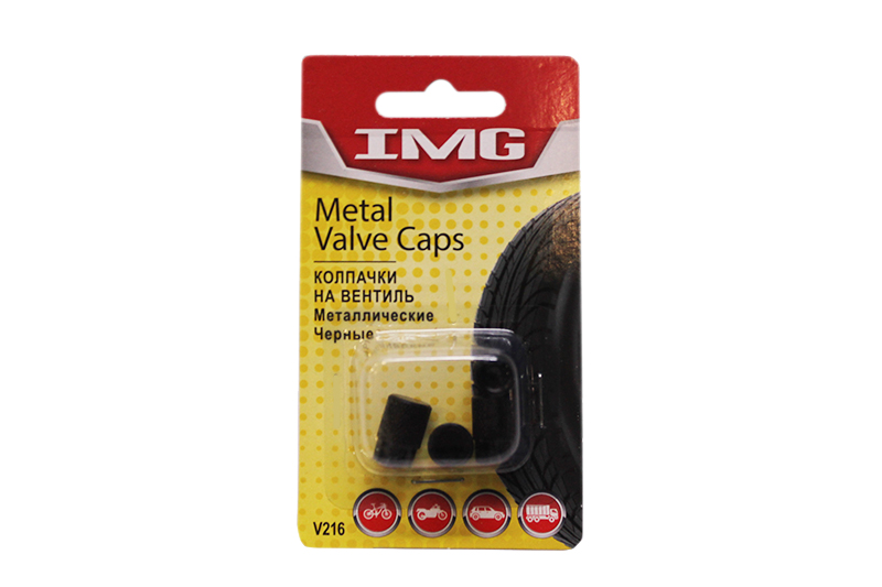 Колпачки на вентиль шины IMG V216 BLACK металл 4шт фотография №1