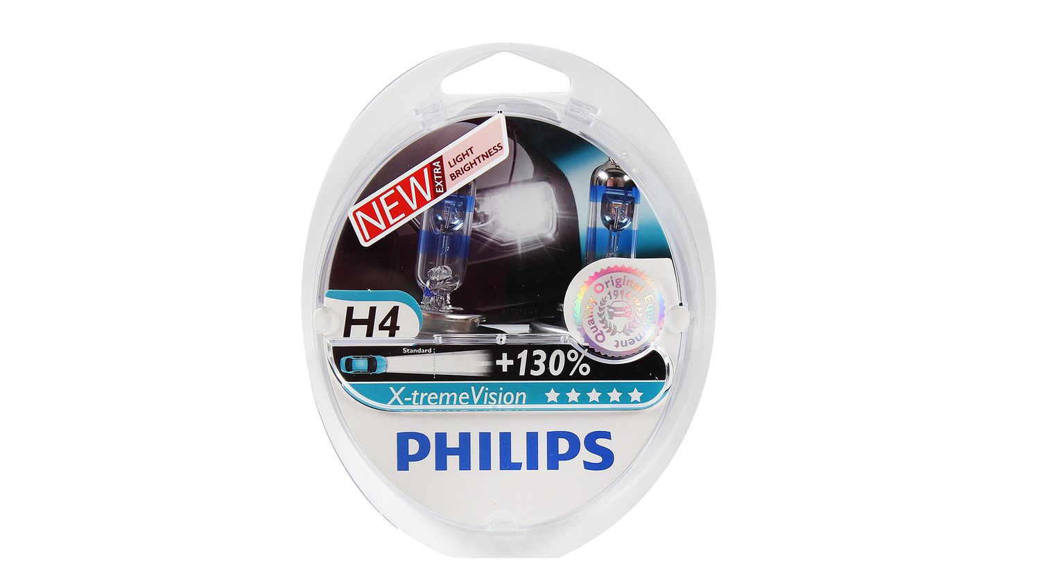 Лампа 12Vx55/60W H4 +100% PHILIPS X-TREME VISION комплект фотография №1