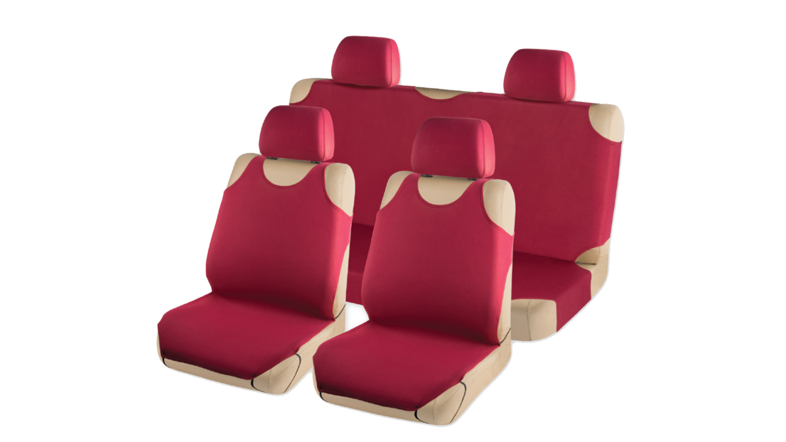 Комплект чехлов-маек на сиденья с подголовниками однотонный бордо 6пр ARNEZI A0508018 фотография №1