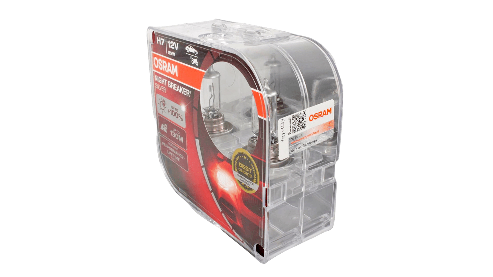 Лампа 12Vx55W H7 +100% OSRAM NIGHT BREAKER SILVER 2 штуки комплект фотография №2